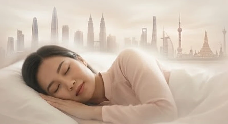 Một người phụ nữ đang ngủ say và mơ màng thấy những nền văn hóa xa lạ đan xen trong tâm trí