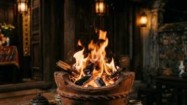 Hình ảnh ngọn lửa rực sáng ấm áp thể hiện ý nghĩa giải mã giấc mơ thấy lửa cháy trong phong thủy tín ngưỡng Việt Nam