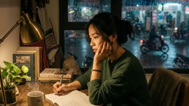 Hình ảnh cô gái Việt Nam ngồi viết nhật ký sau khi giải mã giấc mơ thấy người yêu cũ