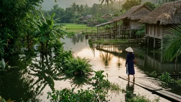 Khung cảnh dòng nước dâng cao minh họa chi tiết cho bài viết giải mã giấc mơ thấy nước lũ theo góc nhìn phong thủy