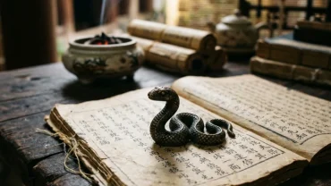 Cuốn sách cổ và con rắn nhỏ bằng đồng giúp giải mã giấc mơ thấy rắn theo phong thủy