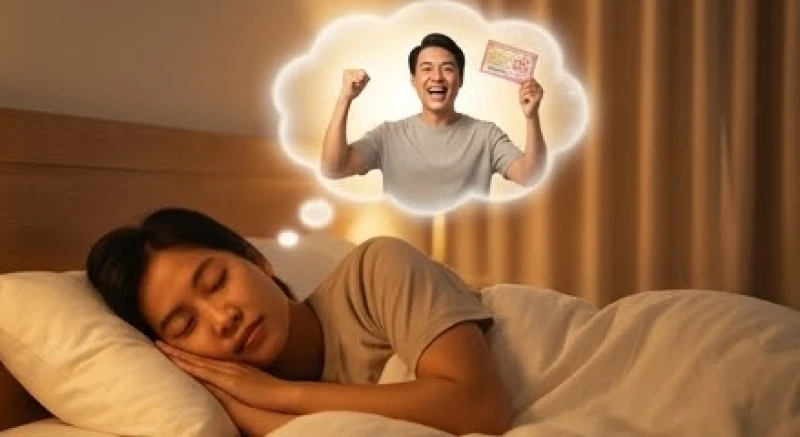 Một người đang say giấc ngủ và mường tượng thấy người khác vui mừng cầm tờ vé số trúng thưởng