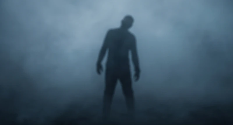 Mơ thấy zombie: Điềm báo tâm lý, vị trí bị cắn & con số may mắn 1 Hình bóng thây ma mờ ảo đi dạo trong sương mù đại diện cho sự kiệt sức và bế tắc tâm lý