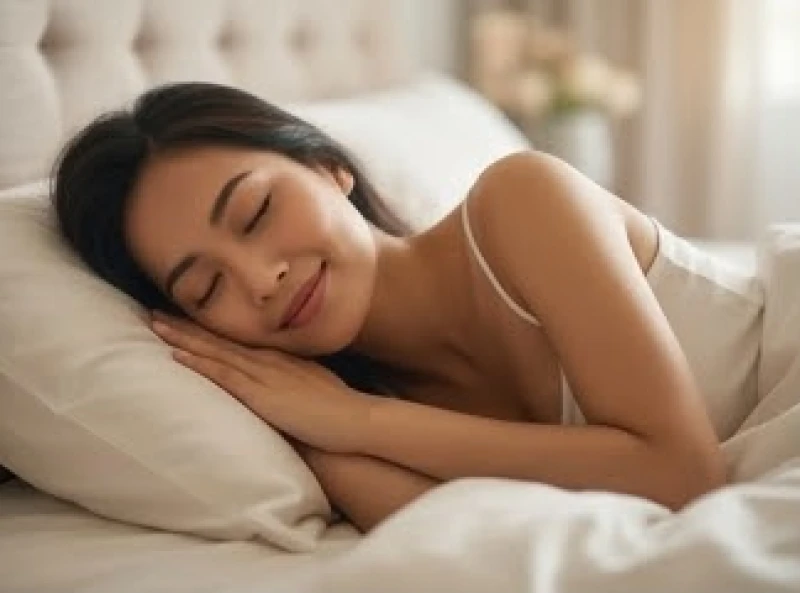Mơ thấy mọc lông chân: Điềm báo nam nữ và sổ mơ tài lộc 1 Người phụ nữ mỉm cười nhẹ nhàng trong giấc ngủ sâu gợi nhắc đến điềm lành khi mơ thấy mọc lông chân sinh tài lộc