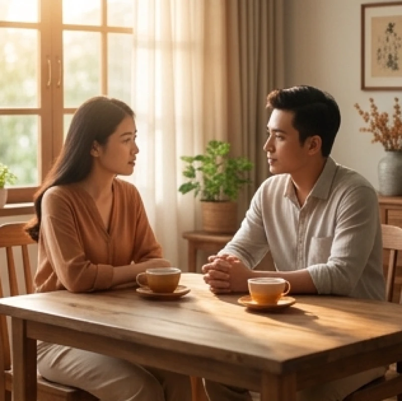 Vợ chồng trao đổi để giải quyết mâu thuẫn hôn nhân một cách rõ ràng