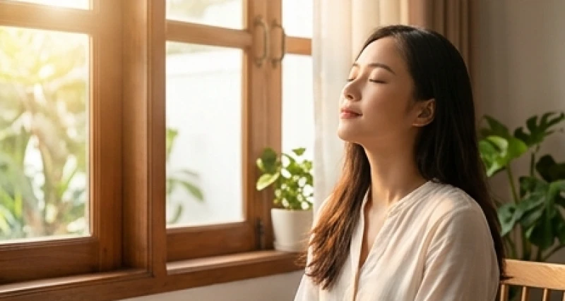 Mơ thấy người nổi tiếng: Ý nghĩa tâm lý, điềm báo và con số 5 Cô gái nhắm mắt hít thở sâu thư giãn trong căn phòng ngập tràn ánh nắng ấm áp