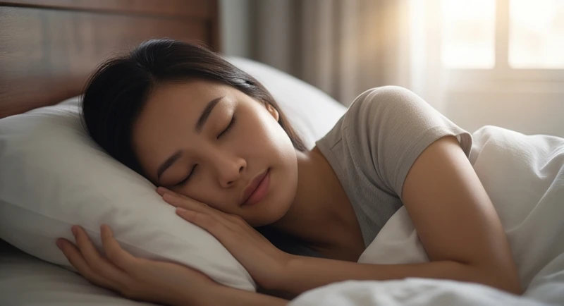 Mơ thấy đám ma người lạ: Giải mã theo bối cảnh và cảm xúc 1 Một người đang ngủ say với nét mặt bình tĩnh, thể hiện sự giải tỏa áp lực tâm lý trong giấc mơ