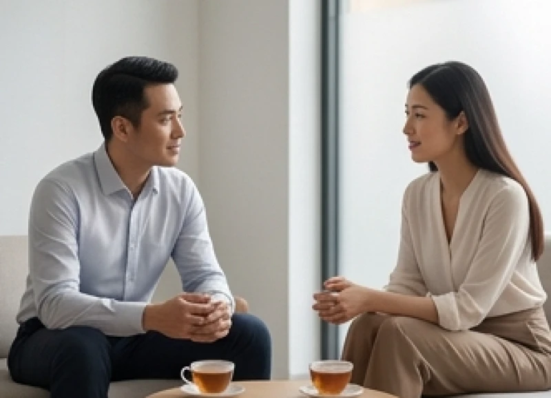 Tính cách tuổi Mùi: Bóc tách chi tiết theo nam nữ và 5 bản mệnh 3 Hai người đồng nghiệp đang trao đổi công việc nhẹ nhàng bên ly trà nóng