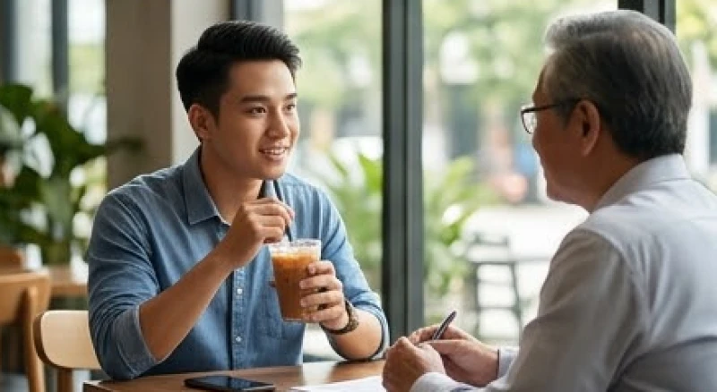 Người trẻ tuổi đang lắng nghe lời khuyên từ một người cố vấn dày dặn kinh nghiệm