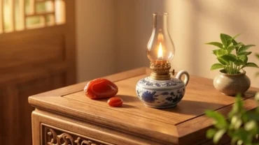 Chiếc đèn dầu truyền thống rực sáng tượng trưng cho giáp thìn 2024 mệnh gì cùng các vật phẩm phong thủy