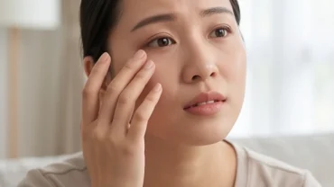 Cảm giác mệt mỏi gây ra hiện tượng giật mắt là điềm gì trên khuôn mặt người phụ nữ
