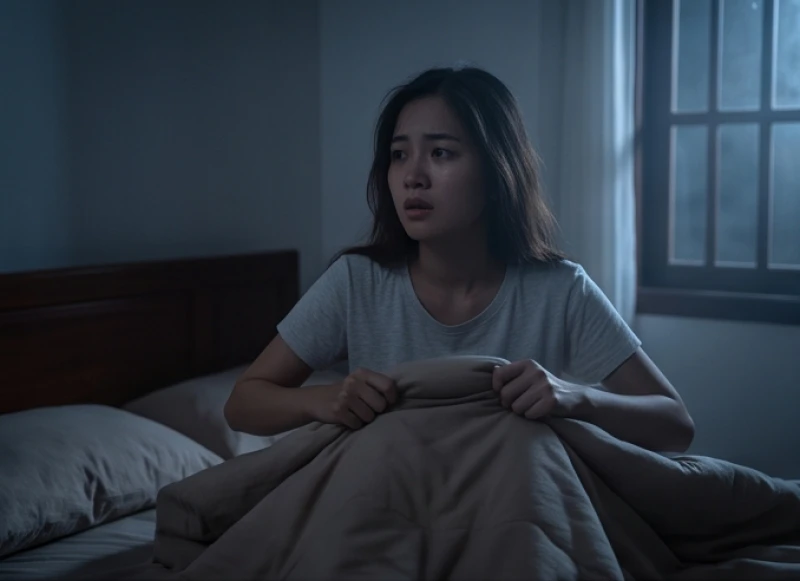 Nghe tiếng gọi tên mình ban đêm là điềm gì? Giải mã và cách xử lý 1 Người phụ nữ bàng hoàng thức giấc giữa đêm khuya vì nghe thấy âm thanh lạ trong phòng ngủ