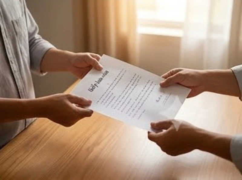 Gia chủ và người mượn tuổi trao đổi tờ giấy bán nhà tượng trưng trước khi làm lễ