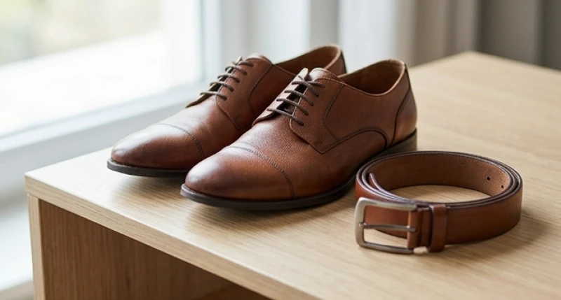 Màu trang phục hợp tuổi Tý: công thức phối riêng nam và nữ 12 Đôi giày da màu nâu đất và thắt lưng vàng bò được phối hài hòa cùng trang phục.