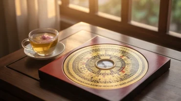 Đồng hồ la bàn phong thủy cổ truyền minh họa khái niệm giờ hoàng đạo là gì trong văn hóa Á Đông