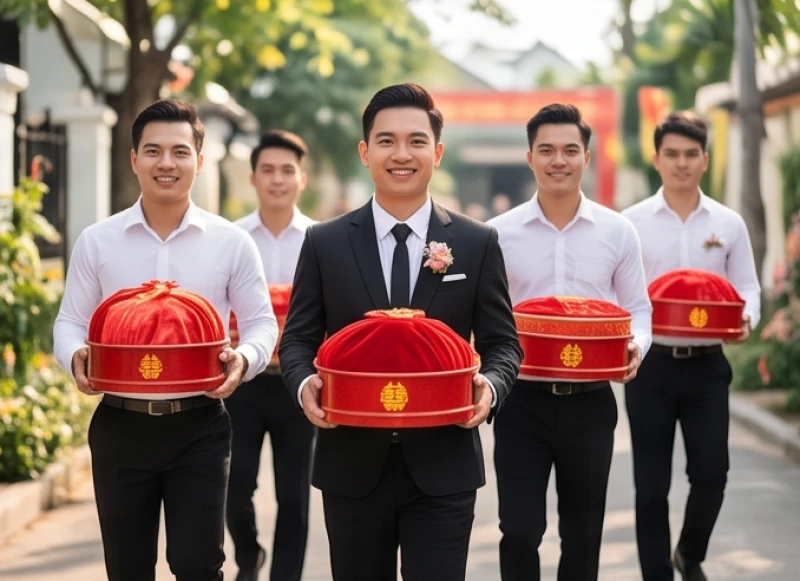 Đoàn rước dâu di chuyển trong khung giờ Hoàng Đạo mang ngụ ý bình an và may mắn