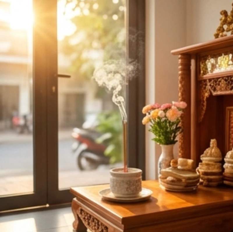 Khung giờ sáng sớm là thời điểm lý tưởng để thắp nhang và đọc văn khấn tại cửa hàng kinh doanh
