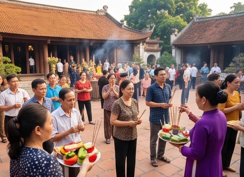Khung cảnh du khách thập phương tấp nập đi lễ đền Bảo Hà trong ngày giỗ Quan Hoàng Bảy