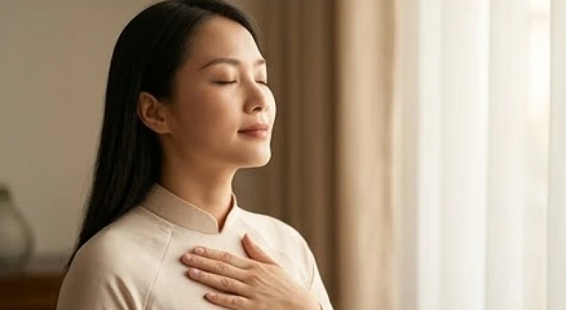 Tướng người có giọng nói cao: Luận tính cách và âm sắc cát hung 3 Người phụ nữ hít thở sâu giữ cho giọng nói lảnh lót và trong trẻo thể hiện tâm tính thiện lương