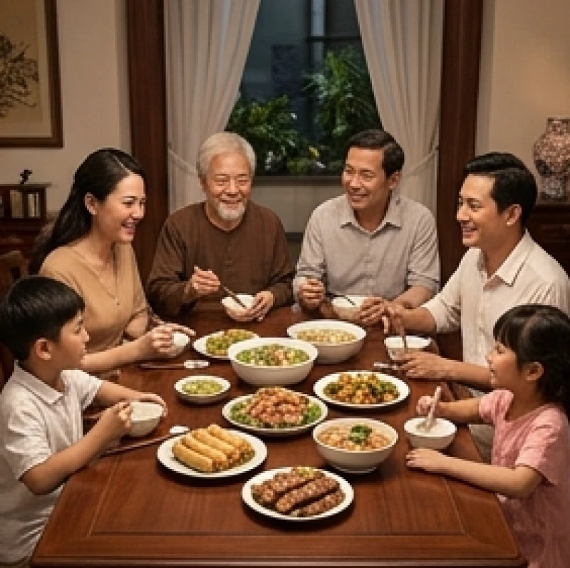 Tử vi tuổi Nhâm Dần 1962 năm 2026: cát hung 12 tháng nam nữ 7 Gia đình nhiều thế hệ quây quần vui vẻ bên mâm cơm ấm cúng để duy trì sự gắn kết hòa thuận