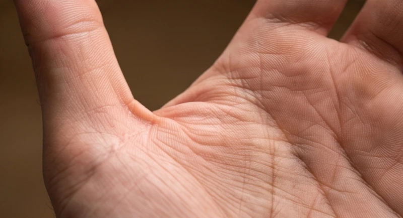 Vị trí gò Hỏa Tinh dưới ngón trỏ và ngón cái nơi thường xuất hiện dấu chữ X