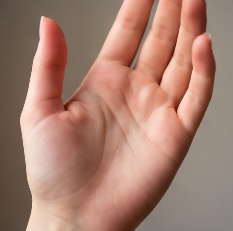 Bàn tay nữ giới mềm mại hiển thị rõ đường chỉ tay tình duyên uốn lượn cùng phần gò dưới ngón cái hồng hào