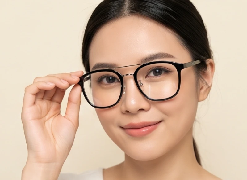 Lựa chọn gọng kính có đệm ve rời giúp nâng đỡ cầu mũi và che đi khuyết điểm sống mũi thấp