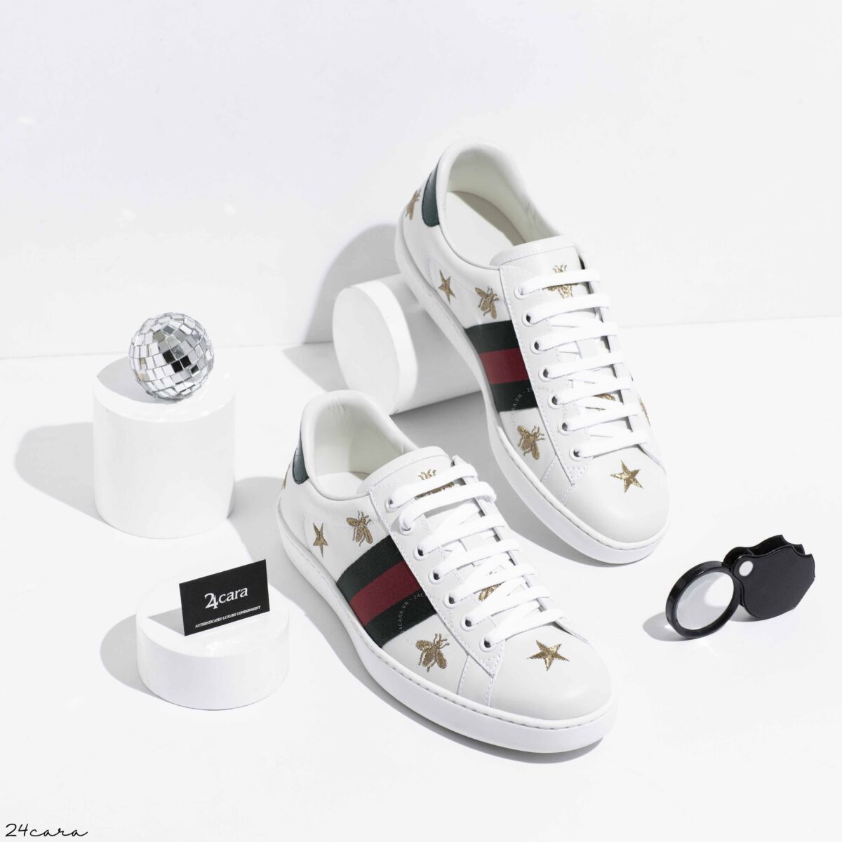 GUCCI MENS ACE EMBROIDERED SNEAKER