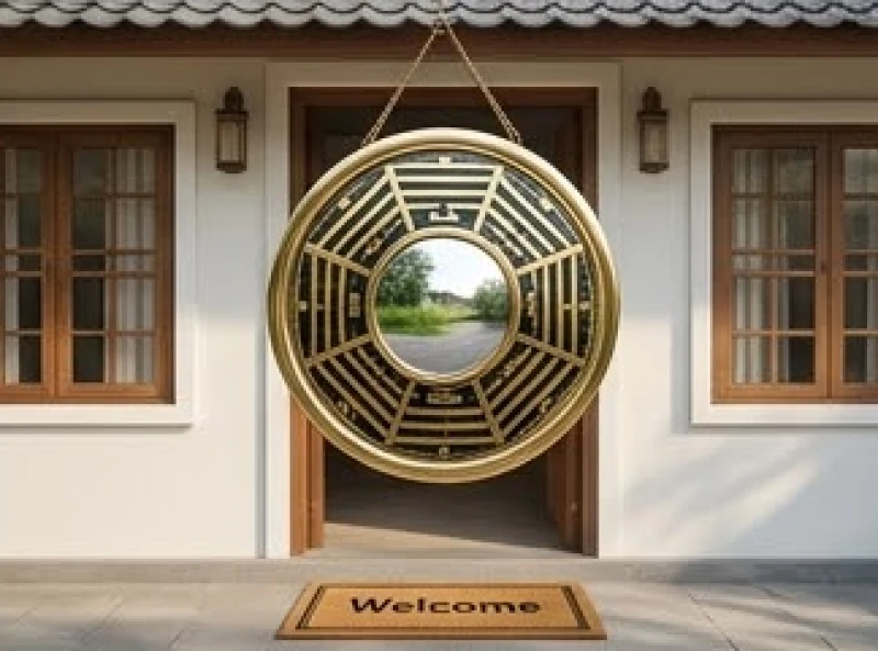 Những điều cấm kỵ trong phong thủy với tuổi Dần và cách hóa giải 6 Gương bát quái lồi được treo trước cửa chính nhằm phản lại luồng sát khí từ phương Tây Nam