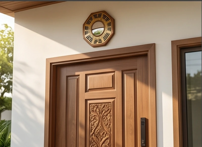 Tuổi Tý hợp hướng nào: chuẩn Bát Trạch và cách hóa giải 8 Gương bát quái lồi được treo kín đáo trước cửa nhà giúp hóa giải hướng Tuyệt Mệnh và các luồng sát khí