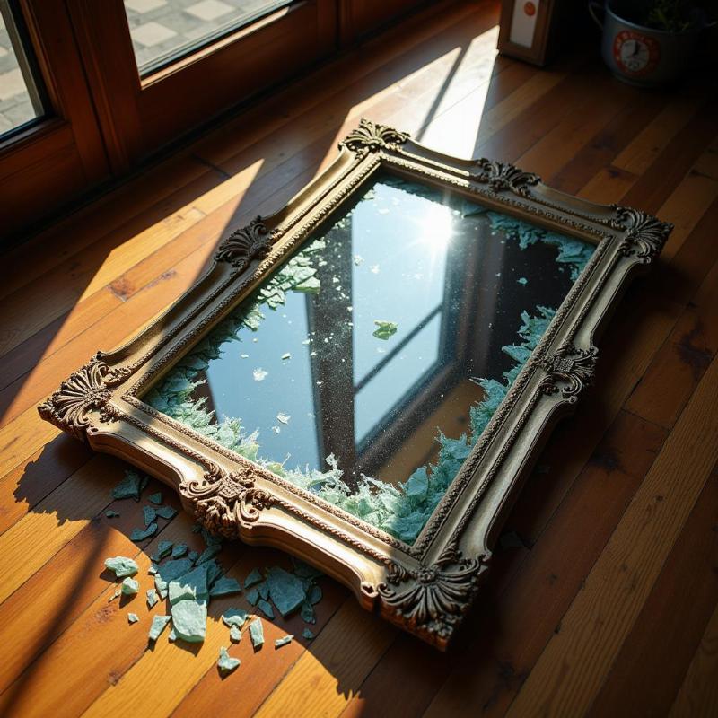 Broken Mirror on the Floor