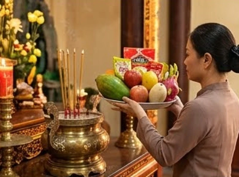 Văn khấn ban Sơn Trang: Bài cúng chuẩn, sắm lễ 15 món và hạ lễ 7 Tín đồ cẩn thận hạ mâm lễ ngũ quả và bánh kẹo từ ban Sơn Trang xuống sau khi nhang trên bát hương đã cháy quá nửa