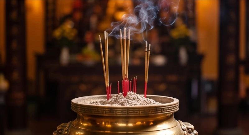 Văn khấn Chúa Thác Bờ: Bài khấn chuẩn và trình tự dâng lễ 7 Nén hương cháy qua hai phần ba báo hiệu thời điểm thích hợp để người đi lễ thỉnh cầu hạ mâm xin lộc.