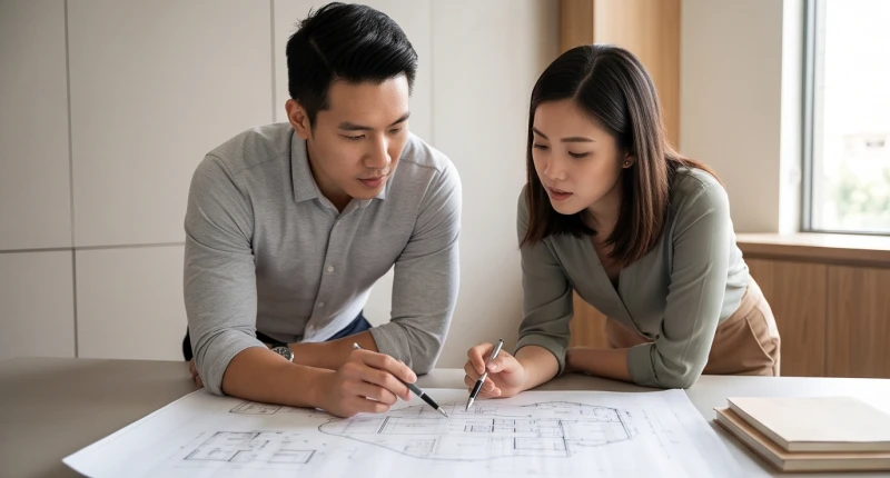 Hai nhà sáng lập đang trao đổi ý tưởng và thống nhất quan điểm thiết kế sản phẩm hoàn hảo