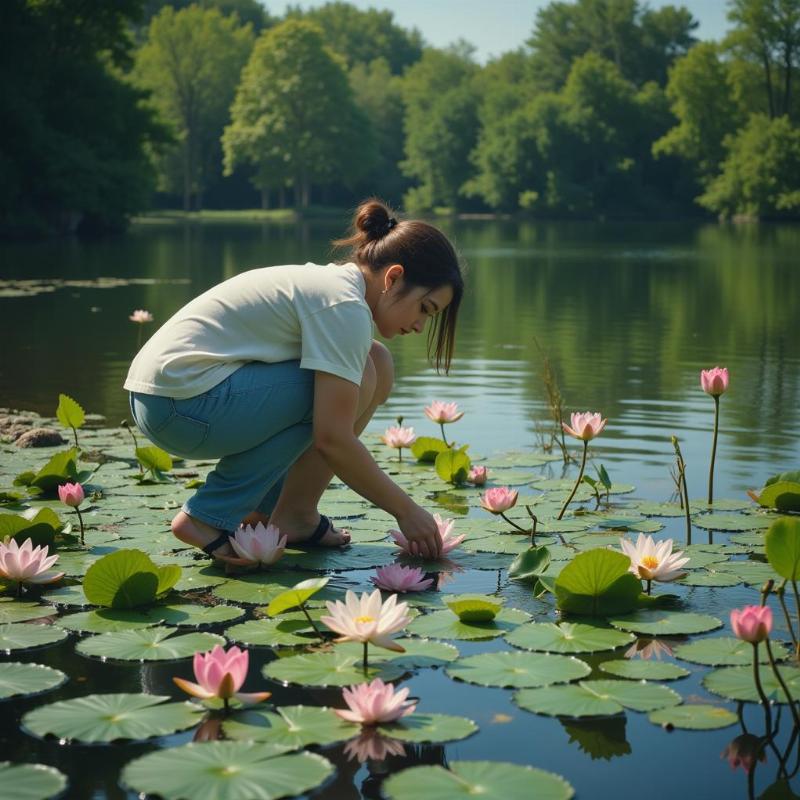 Hái sen trong đầm sen trong giấc mơ