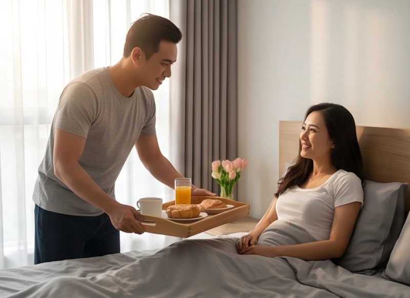 Mơ thấy mình ngoại tình: Giải mã tâm lý & điềm báo tài lộc 6 Người chồng mang khay đồ ăn sáng đầy bất ngờ đến giường ngủ để tặng vợ