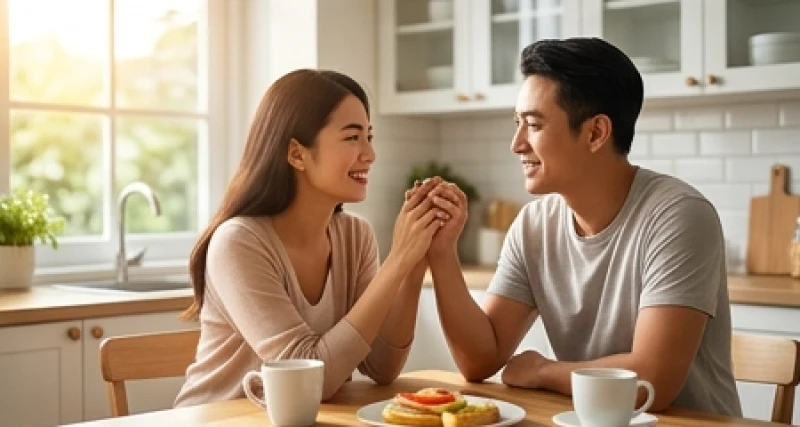 Tình duyên tuổi Mùi năm 2027: Lịch tháng cưới hỏi và cách hóa giải 8 Hai vợ chồng cùng thưởng thức cà phê buổi sáng và mỉm cười làm hòa sau những mâu thuẫn
