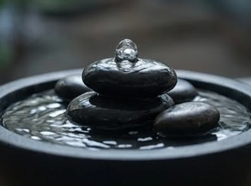 Dòng nước tĩnh lặng bị chặn lại bởi những tảng đá lớn biểu tượng cho sự bế tắc của Thủy tai