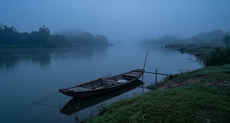 Văn khấn sao Thủy Diệu: Sơ đồ 7 ngọn nến, ngày giờ và bài cúng 3 Bến đò sông nước tĩnh lặng vắng bóng người và tàu thuyền qua lại lúc chạng vạng