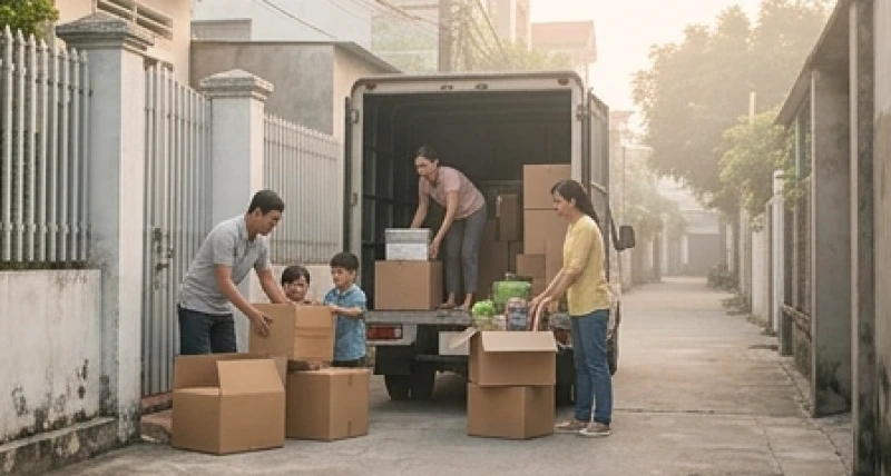 Mơ thấy hàng xóm: Ý nghĩa tâm linh, điềm báo & con số may mắn 1 Gia đình hàng xóm dọn đồ đạc chuyển nhà trên con hẻm nhỏ tĩnh lặng ở Việt Nam