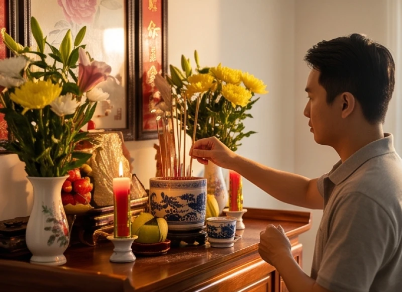 Mơ thấy giải trí: ý nghĩa điềm báo và con số may mắn 11 Người Việt thắp hương tại bàn thờ gia tiên vào buổi sáng sớm với ánh nến và hoa tươi, nghi thức tâm linh truyền thống