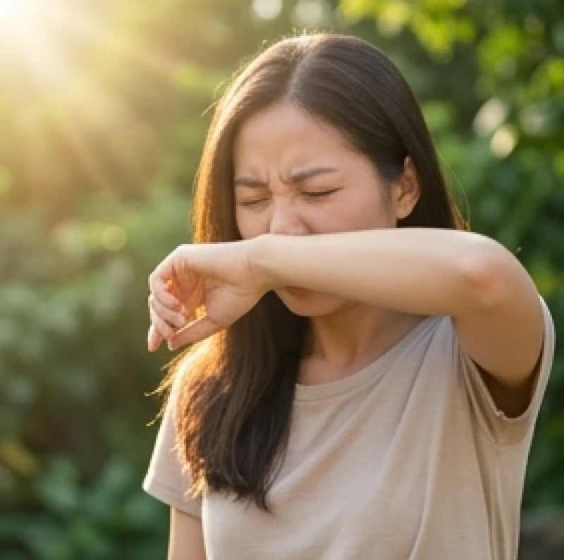 Nhảy mũi theo giờ là điềm gì: Bảng tra cứu 24h và 7 ngày 2 Người phụ nữ vô tình hắt hơi khi bước ra ngoài trời nắng gắt do phản xạ của dây thần kinh thị giác