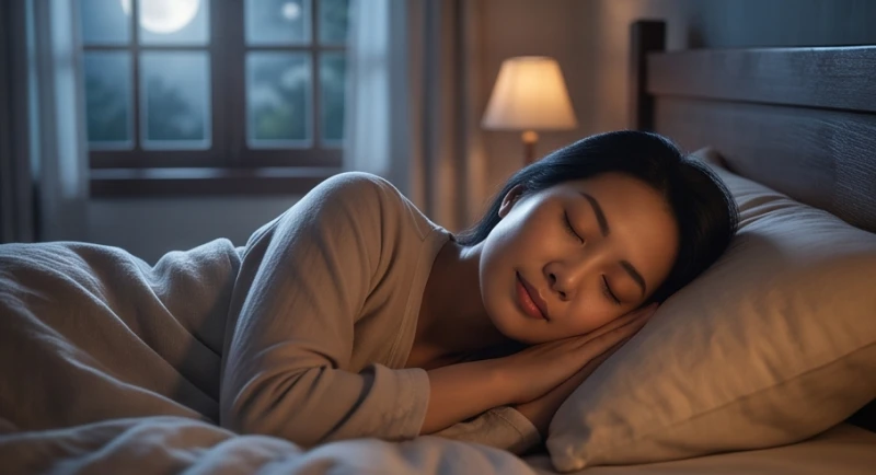 Sổ mơ là gì: Bản chất dân gian và ranh giới tâm lý học 1 Người phụ nữ ngủ say với nét mặt bình yên trong không gian ánh sáng dịu nhẹ