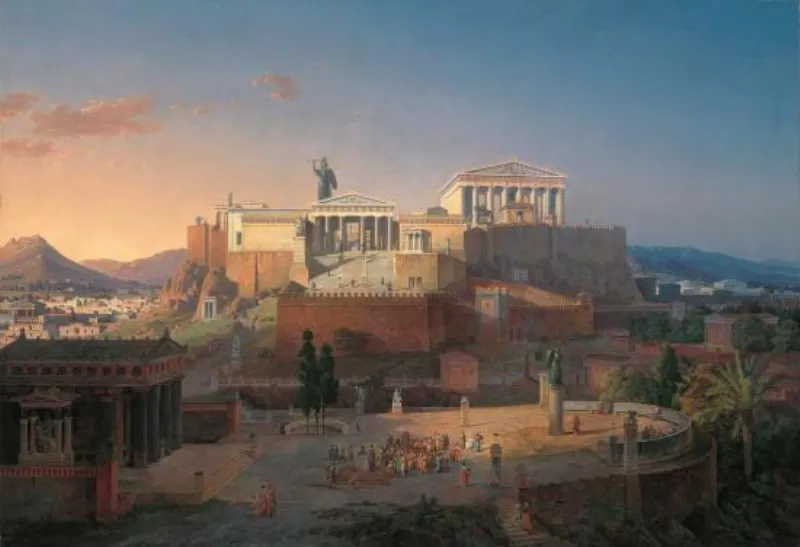 Hình ảnh mô tả quần thể kiến trúc Acropolis ở Athens - nơi tọa lạc của đền Parthenon