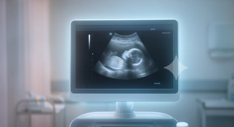 Mơ thấy mình có bầu đi đẻ: Điềm báo tâm lý & bộ số tài lộc 8 Màn hình máy siêu âm hiển thị hình ảnh thai nhi rõ nét trong phòng khám hiện đại
