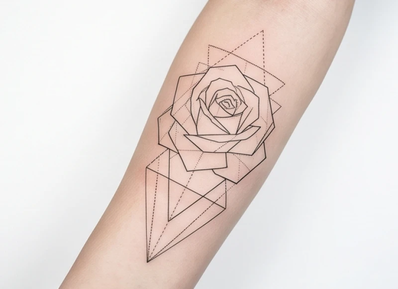 Hoa hồng được dựng từ các đường nét Geometric thẳng mảnh dành cho nữ giới mệnh Thổ