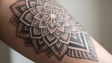 Hình xăm hoa văn hợp tuổi Dậu theo phong cách Mandala nghệ thuật tối giản trên cơ thể