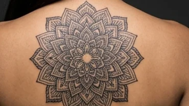 Hình xăm hoa văn hợp tuổi tý với thiết kế Mandala đối xứng tinh tế trên bả vai