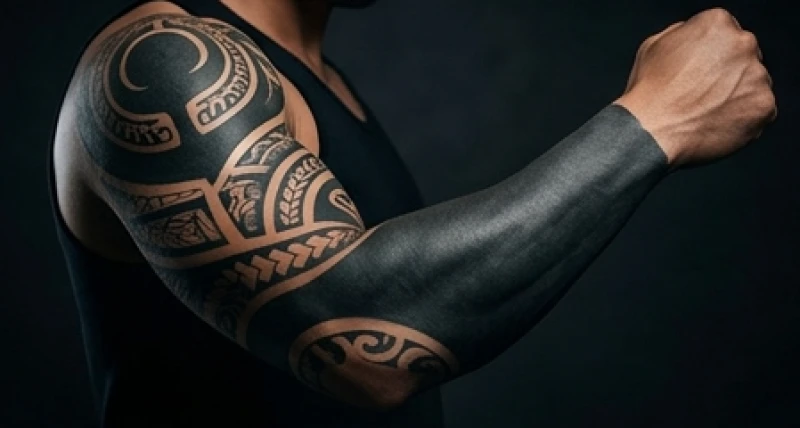 Tuổi Tuất không nên xăm hình gì: Linh vật và vị trí phá tướng 6 Mảng hình xăm hoa văn maori phủ kín bắp tay với màu mực đen tuyền đặc trưng thể hiện phong cách nghệ thuật cổ điển