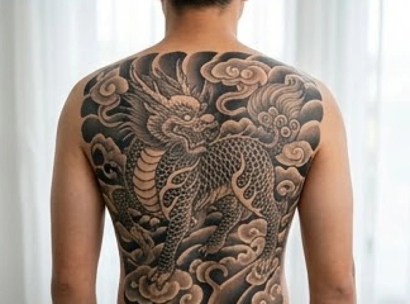 Hình xăm kỳ lân kín lưng uy dũng bộc lộ khí chất vững chãi của phái mạnh